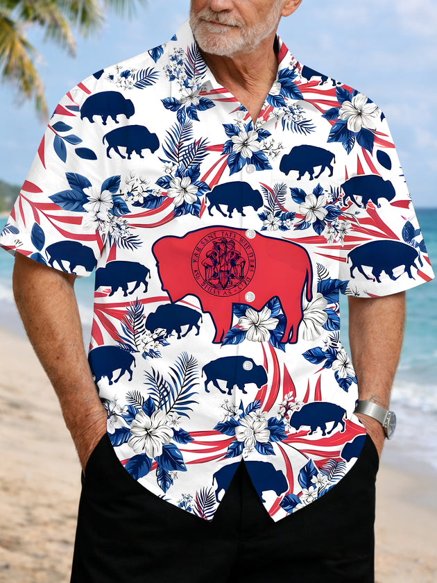 men's floral shirt front view Independence Day