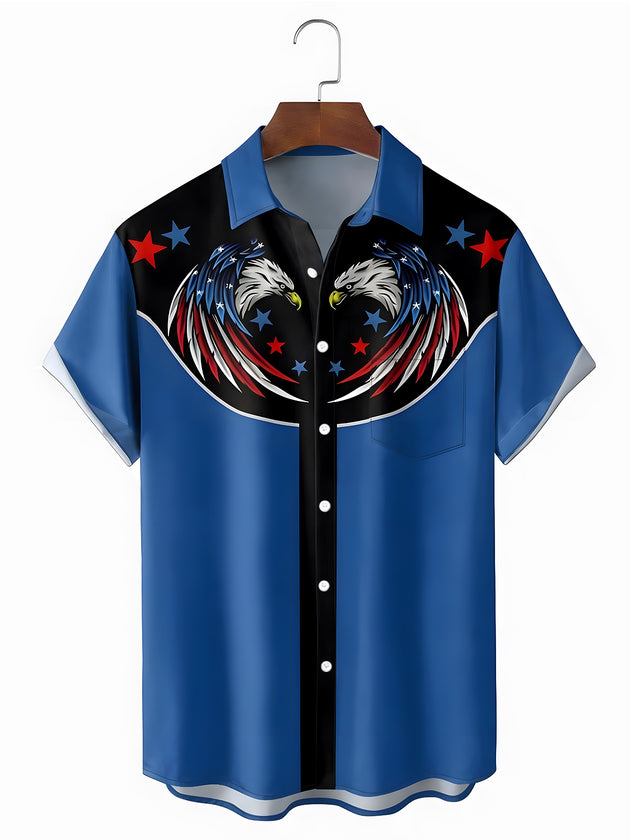 men's eagle print shirt front view Independence Day