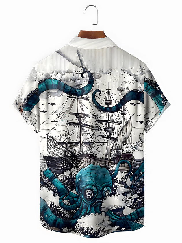men's aloha shirt back view