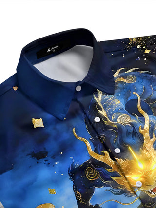 men's Chinese dragon shirt side view