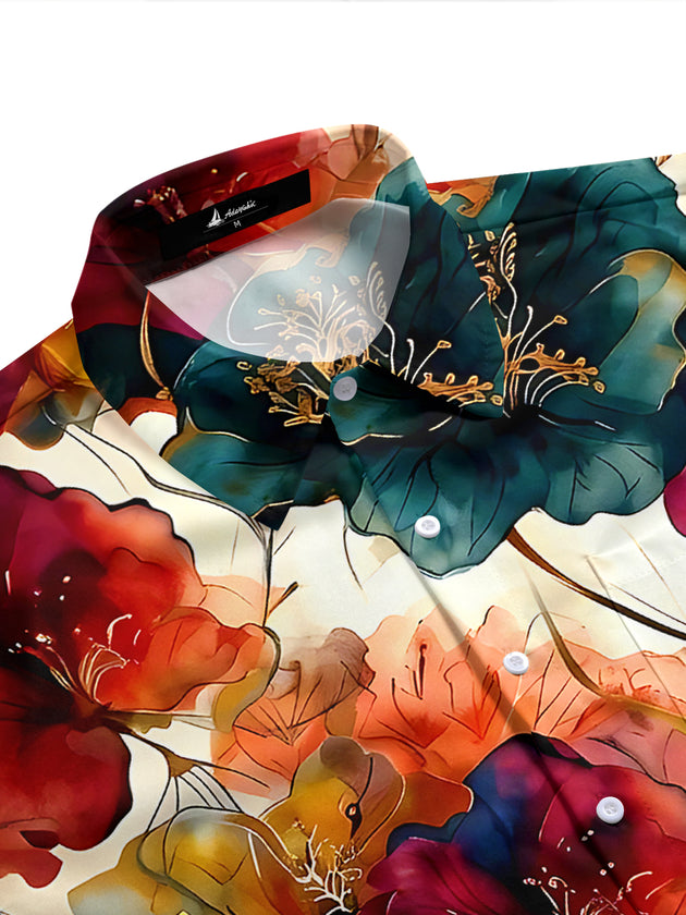 Floral Men's Pocket Short Sleeve Shirts