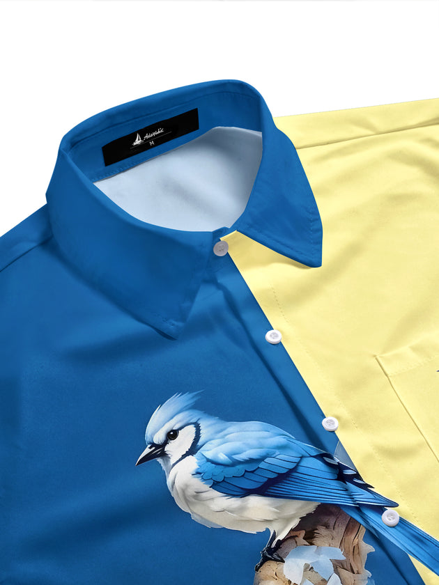 Bird Leaf Men's Pocket Short Sleeve Shirts