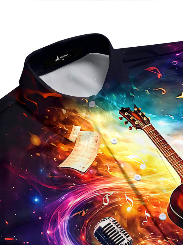 Musical Instrument Men's Pocket Short Sleeve Shirts