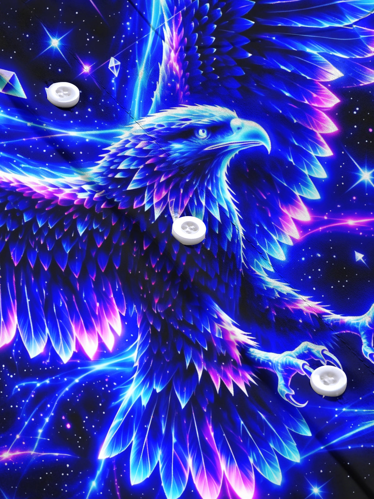 Adaychic Men's Neon Eagle With Galaxy Background Print Long Sleeve Shirt with Chest Pocket