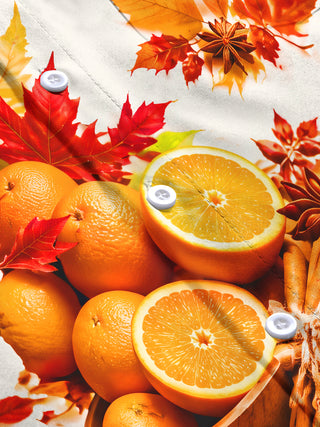 Adaychic Men's Printed Autumn Maple Leaves And Oranges Print Long Sleeve Shirt with Chest Pocket