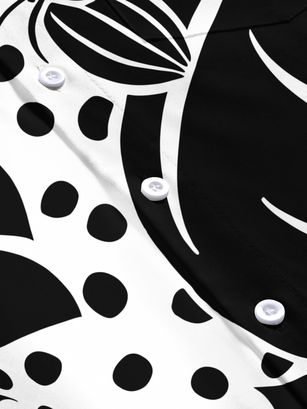 Adaychic Men's Black And White Animal Print Short Sleeve Shirt with Chest Pocket