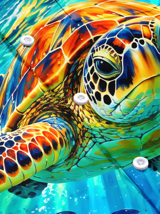 Adaychic Men's Hawaiian Sea Turtle And Coral Reef Print Short Sleeve Shirt with Chest Pocket