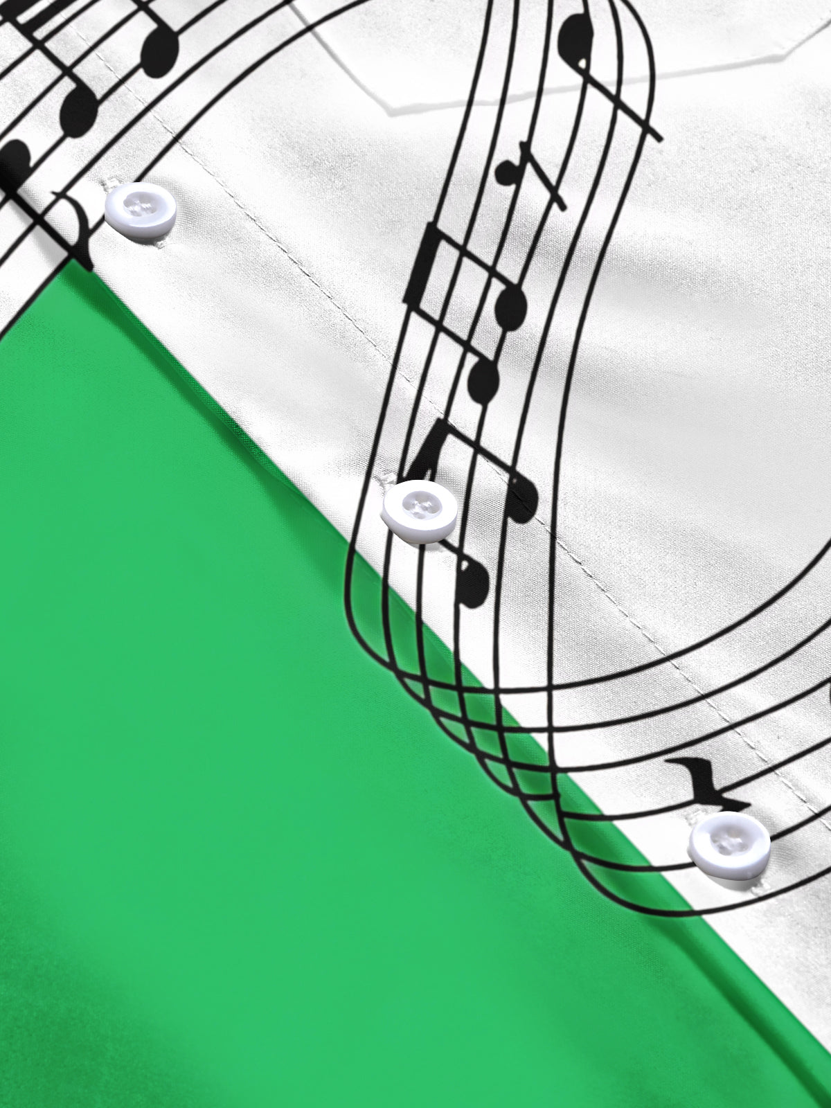 Adaychic Men's Printed Musical Notes And Staff Lines Print Long Sleeve Shirt with Chest Pocket