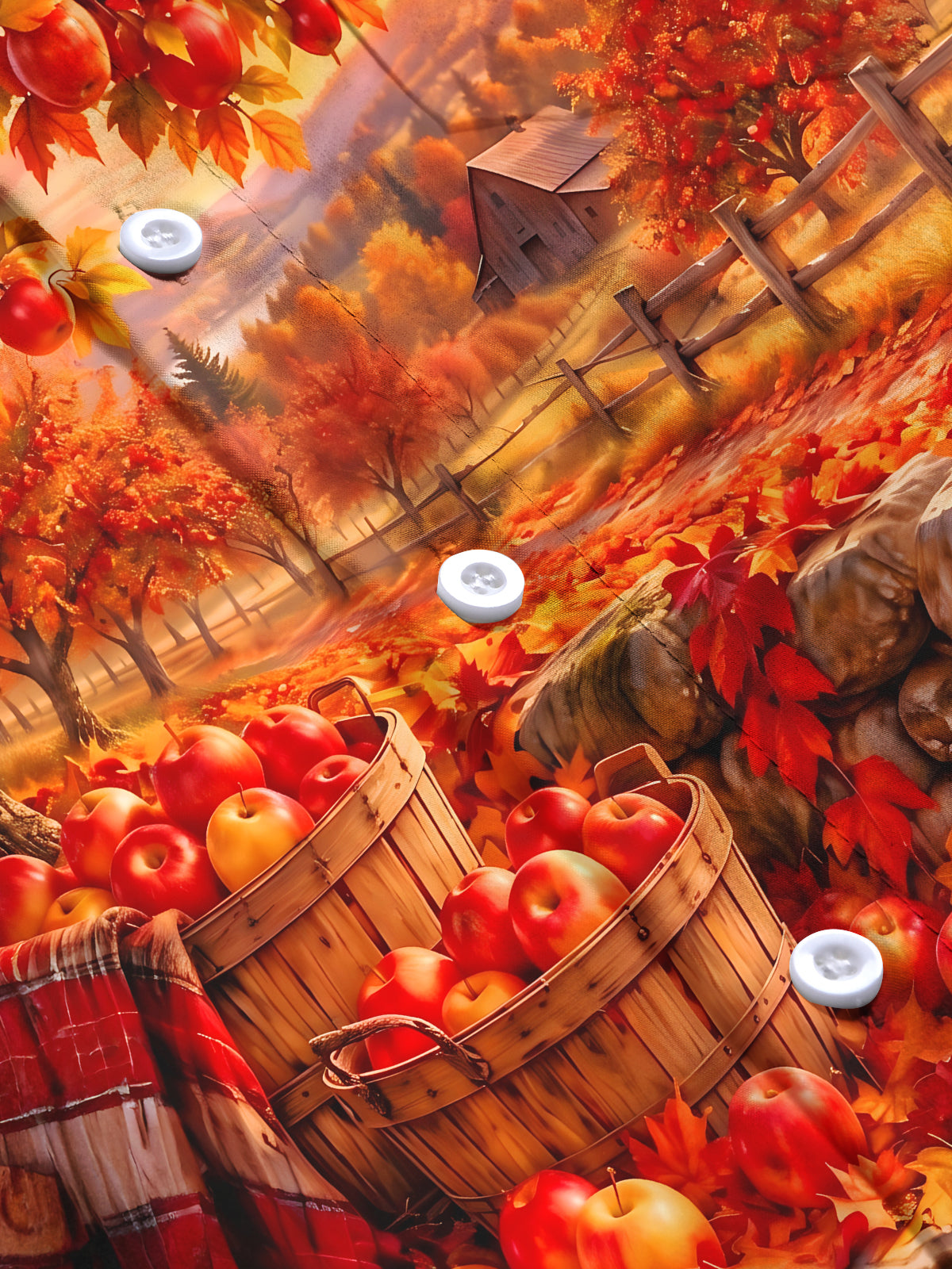 Adaychic Men's Printed Autumn Apple Orchard Landscape Print Long Sleeve Shirt with Chest Pocket