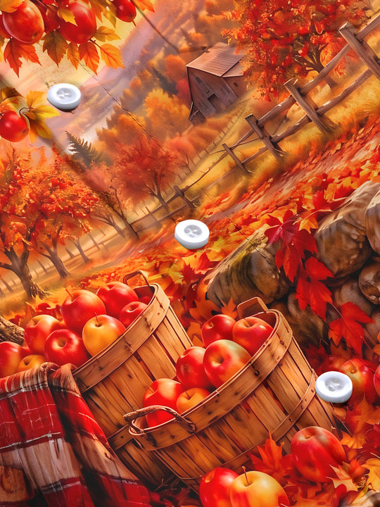 Adaychic Men's Printed Autumn Apple Orchard Landscape Print Long Sleeve Shirt with Chest Pocket