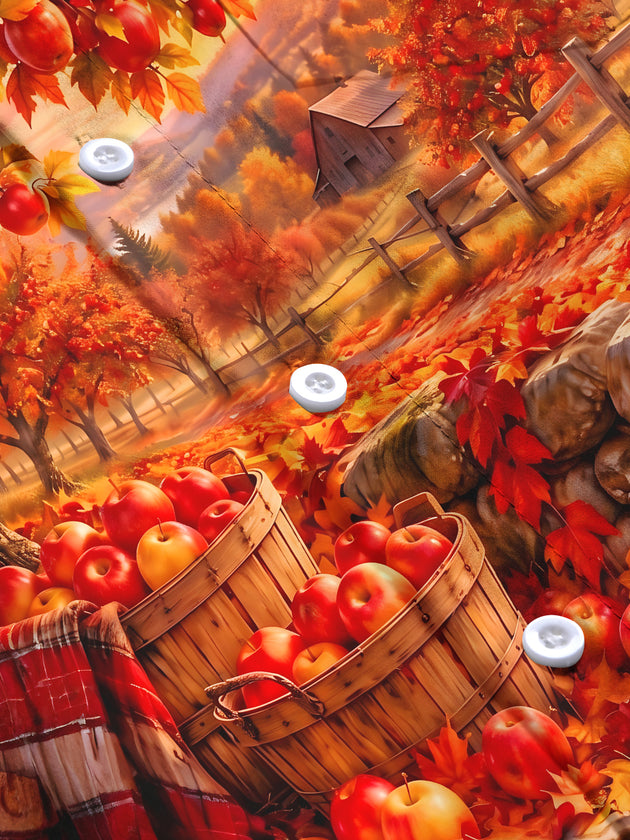 Adaychic Men's Printed Autumn Apple Orchard Landscape Print Long Sleeve Shirt with Chest Pocket