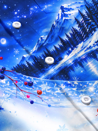 Adaychic Men's Winter Snow Mountain Forest Landscape Print Long Sleeve Shirt with Chest Pocket