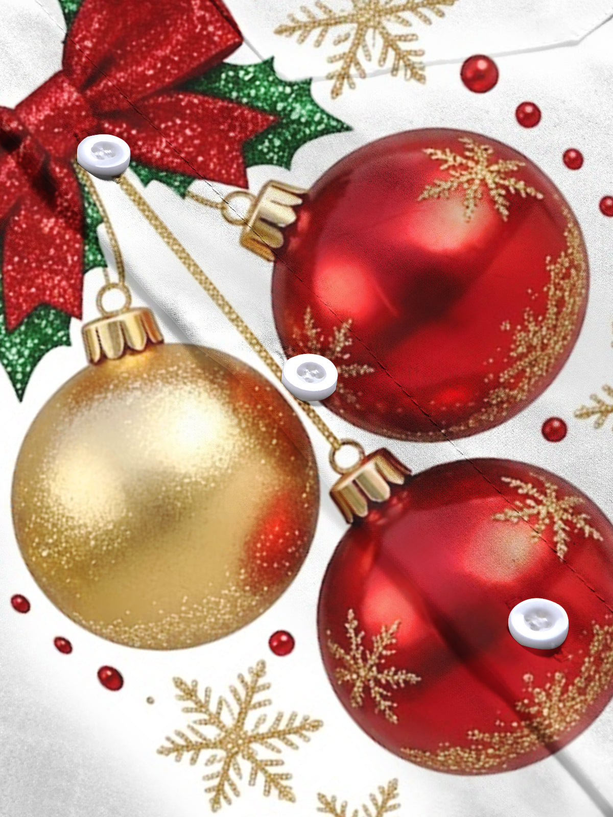 Adaychic Men's Christmas Ornaments And Snowflakes Print Long Sleeve Shirt with Chest Pocket
