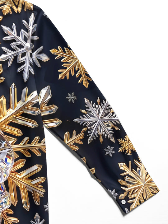 Adaychic Men's Graphic Christmas Print Holiday Print Long Sleeve Shirt with Chest Pocket