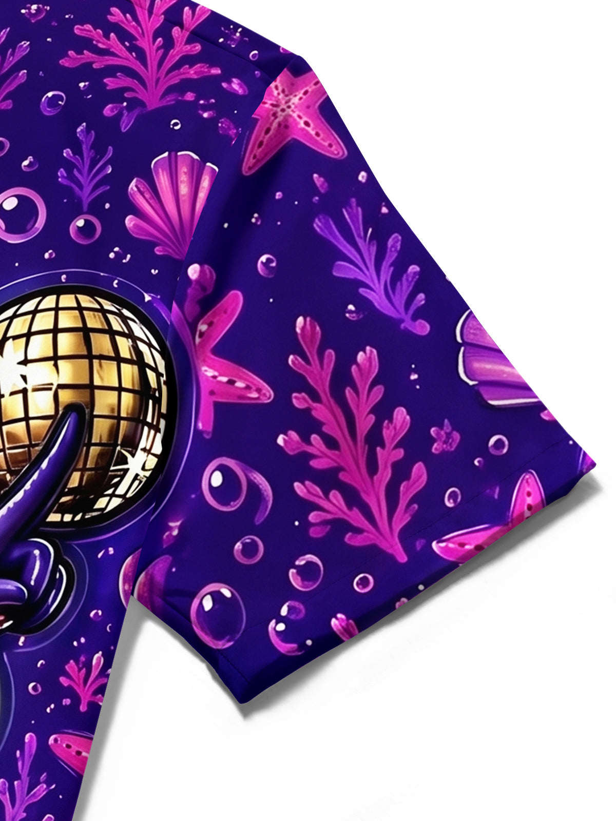 Adaychic Men's Hawaiian Disco Octopus Print Short Sleeve Shirt with Chest Pocket