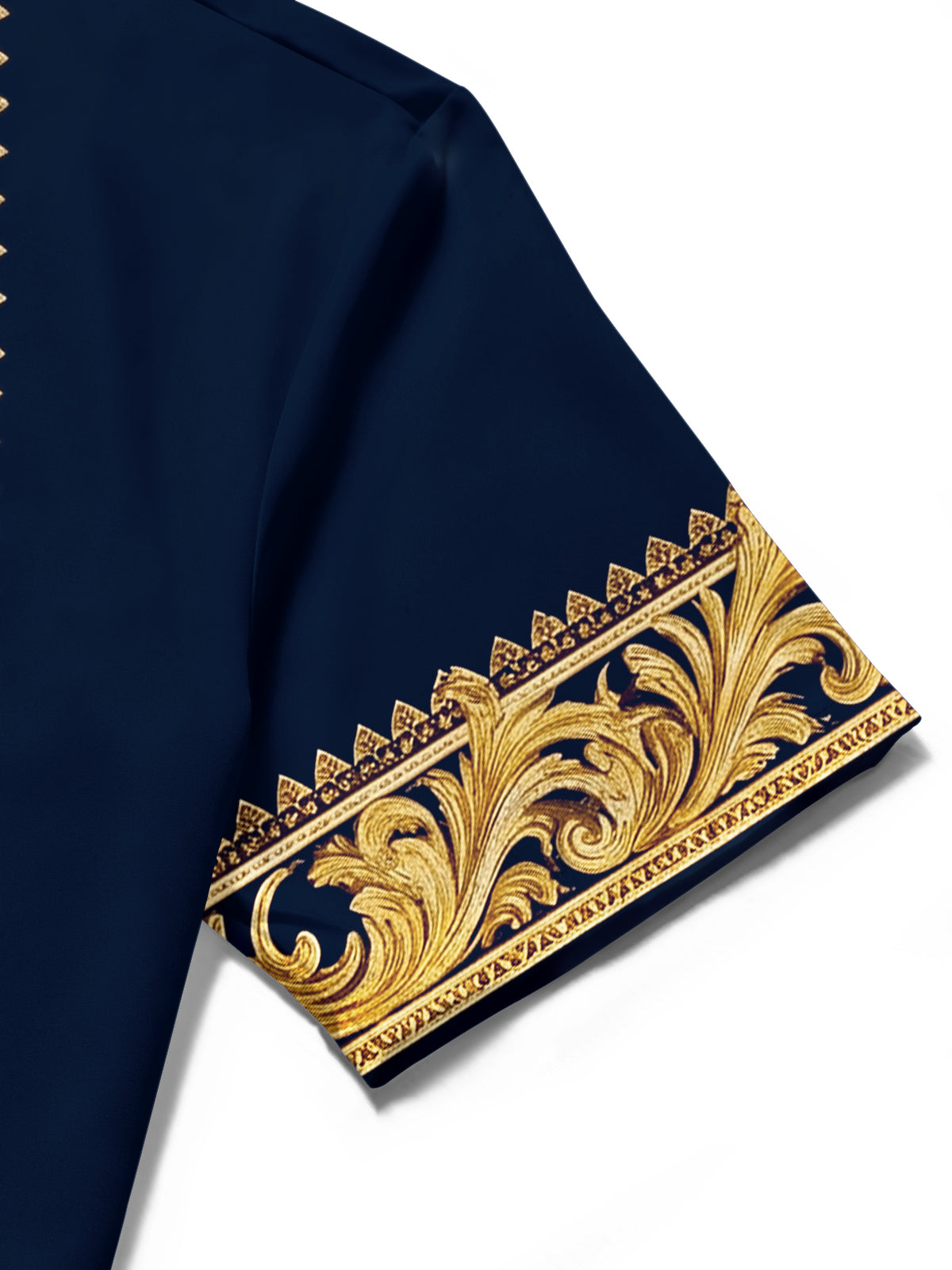 Adaychic Men's Graphic Gold Baroque Scroll Pattern Print Short Sleeve Button Down Shirt with Chest Pocket