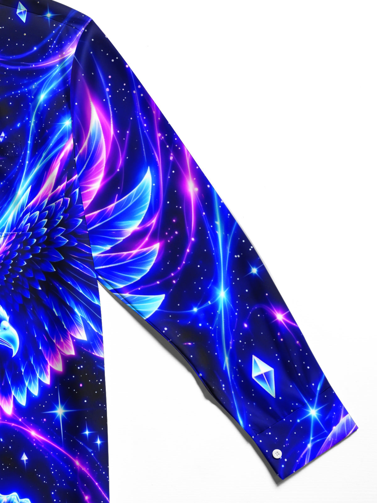 Adaychic Men's Neon Eagle With Galaxy Background Print Long Sleeve Shirt with Chest Pocket