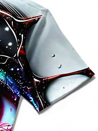 Adaychic Men's Graphic Cosmic Eye Print Short Sleeve Shirt with Chest Pocket