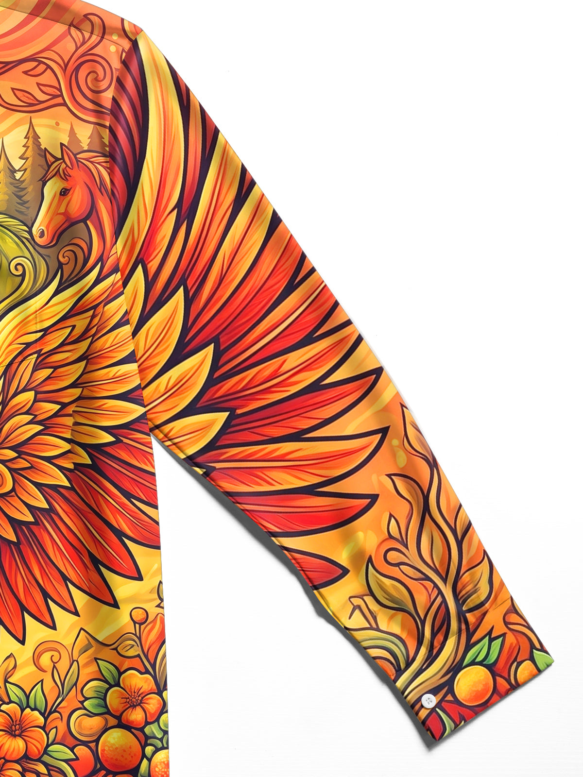 Adaychic Men's Spirit Eagle And Forest Animals Print Long Sleeve Shirt with Chest Pocket