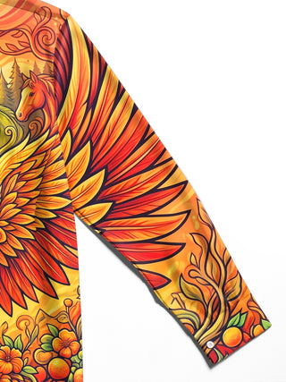 Adaychic Men's Spirit Eagle And Forest Animals Print Long Sleeve Shirt with Chest Pocket