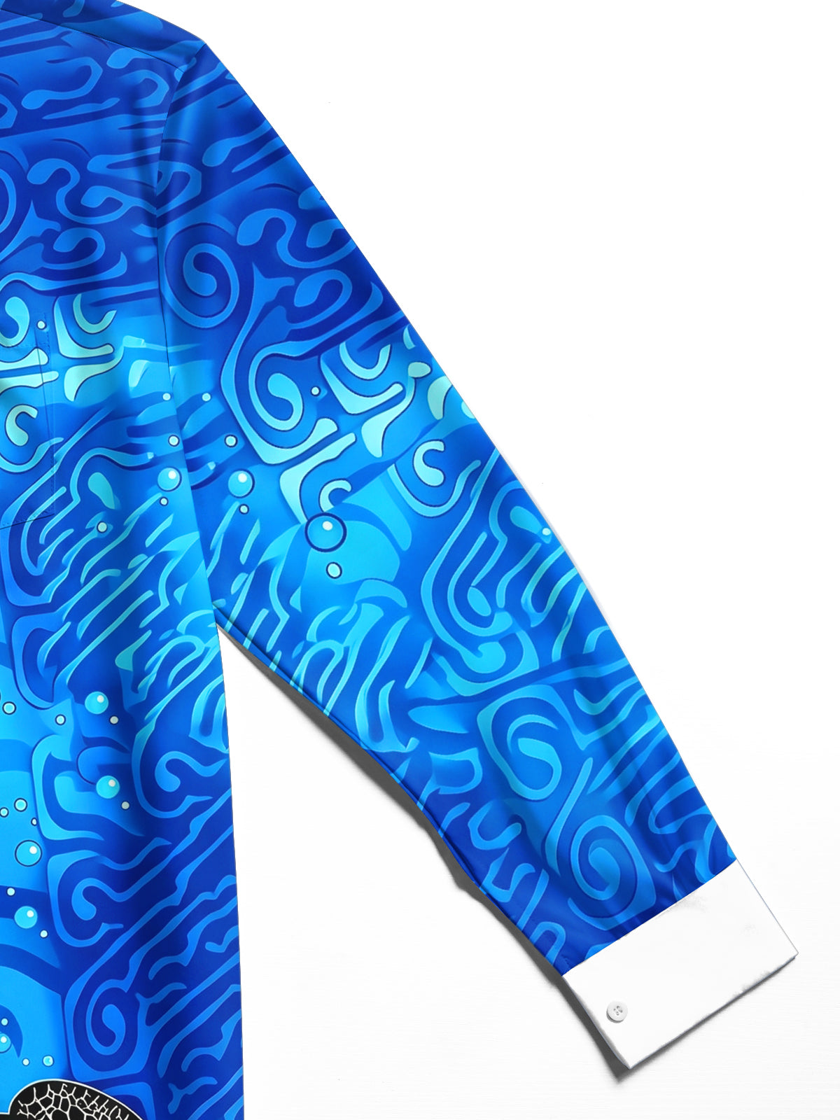 Adaychic Men's Hawaiian Sea Turtle Print Ocean Waves Print Long Sleeve Shirt with Chest Pocket