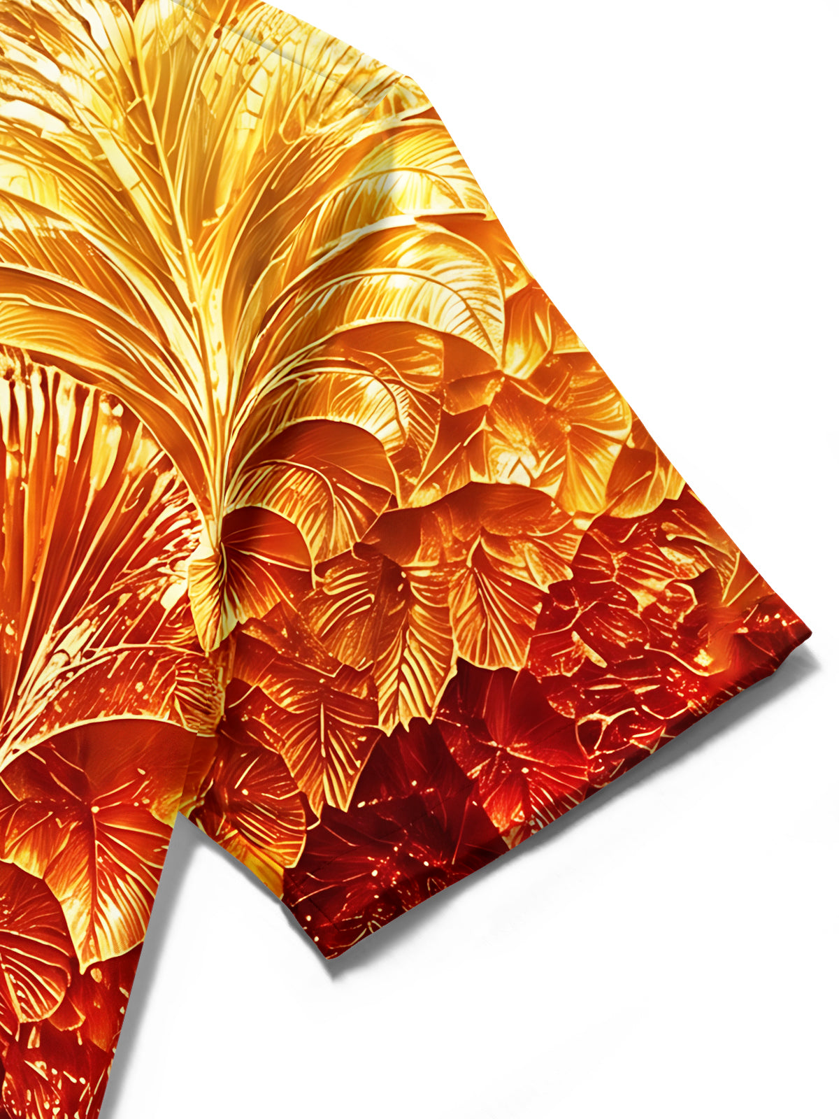 Adaychic Men's Hawaiian Autumn Leaf Pattern Short Sleeve Shirt with Chest Pocket