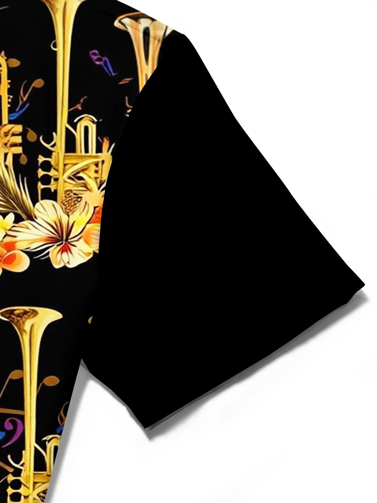 Adaychic Men's Hawaiian Brass Instruments Print Short Sleeve Shirt with Chest Pocket