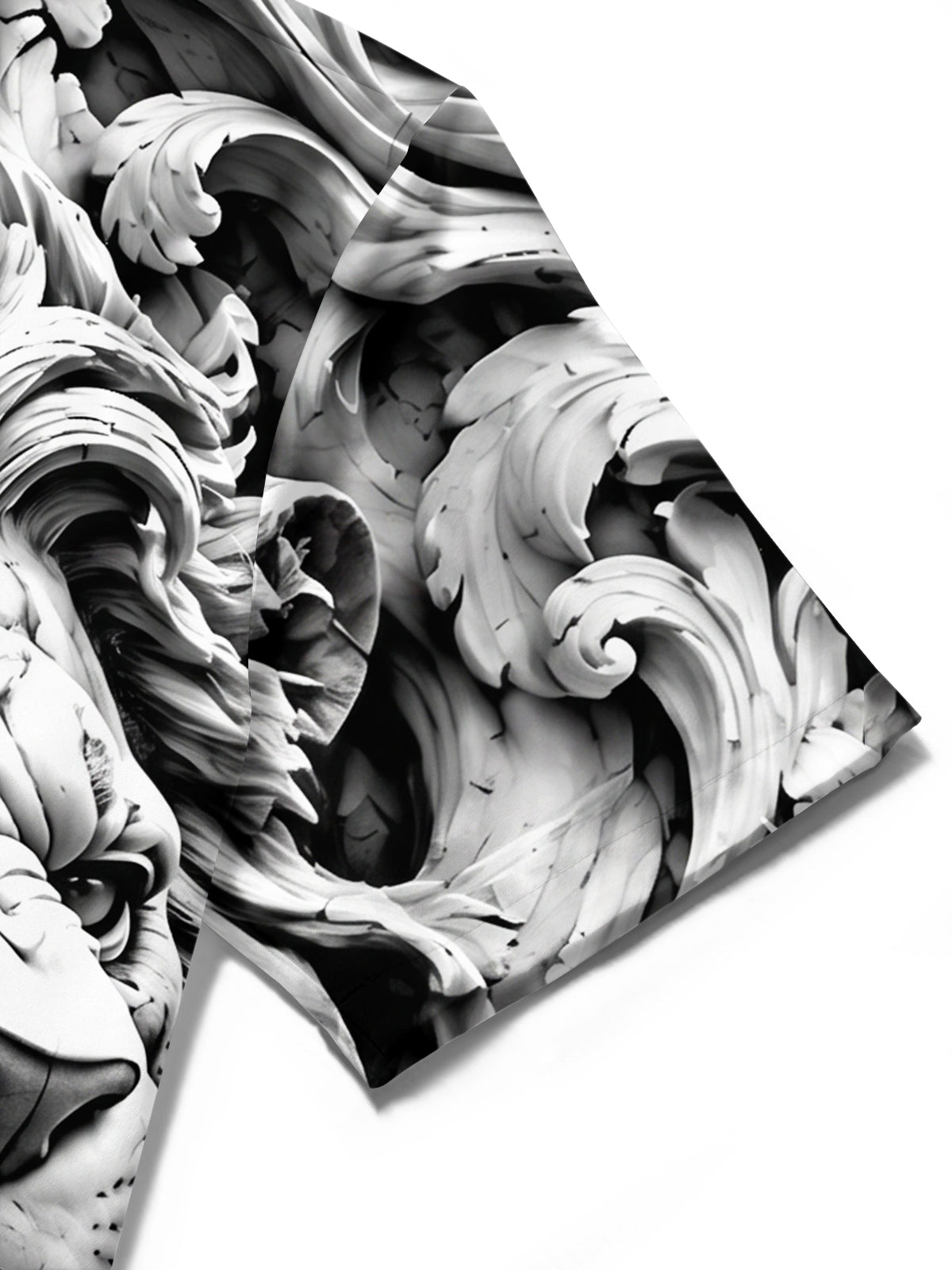 Adaychic Men's Graphic 3D Carved Lion Head Print Short Sleeve Shirt with Chest Pocket
