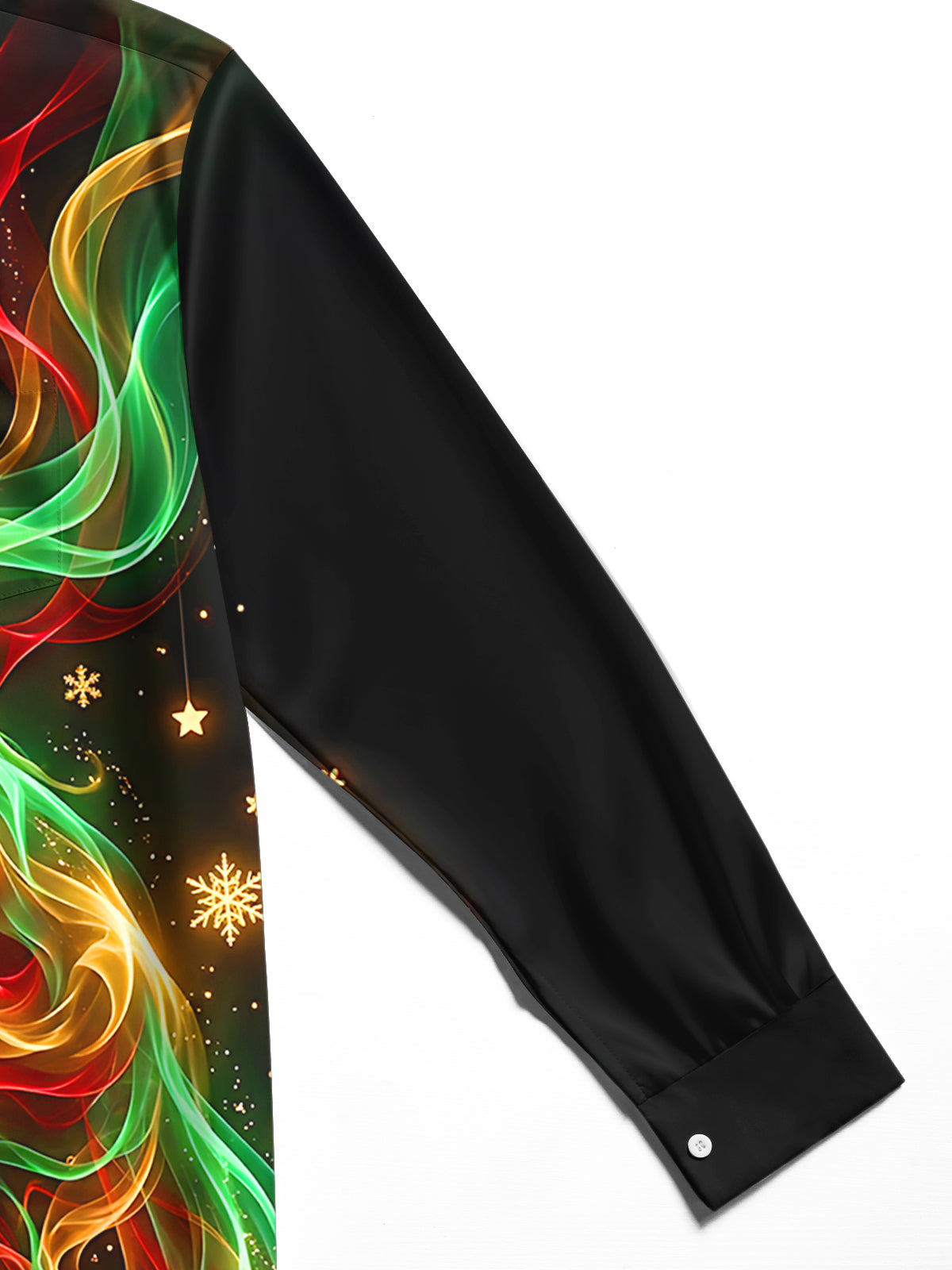 Adaychic Men's Long Sleeve Shirt - Christmas Neon Colorful Cat With Snowflakes And Stars Print with Chest Pocket