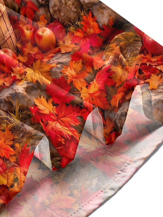Adaychic Men's Printed Autumn Apple Orchard Landscape Print Long Sleeve Shirt with Chest Pocket