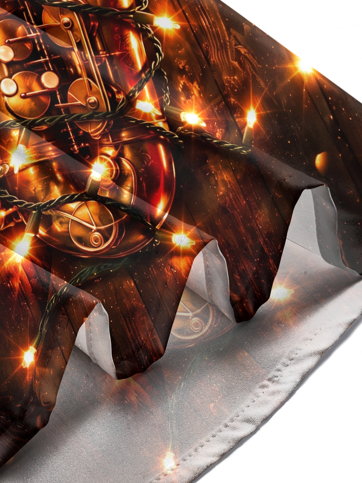 Adaychic Men's Saxophone And Christmas Light String Print Long Sleeve Shirt with Chest Pocket