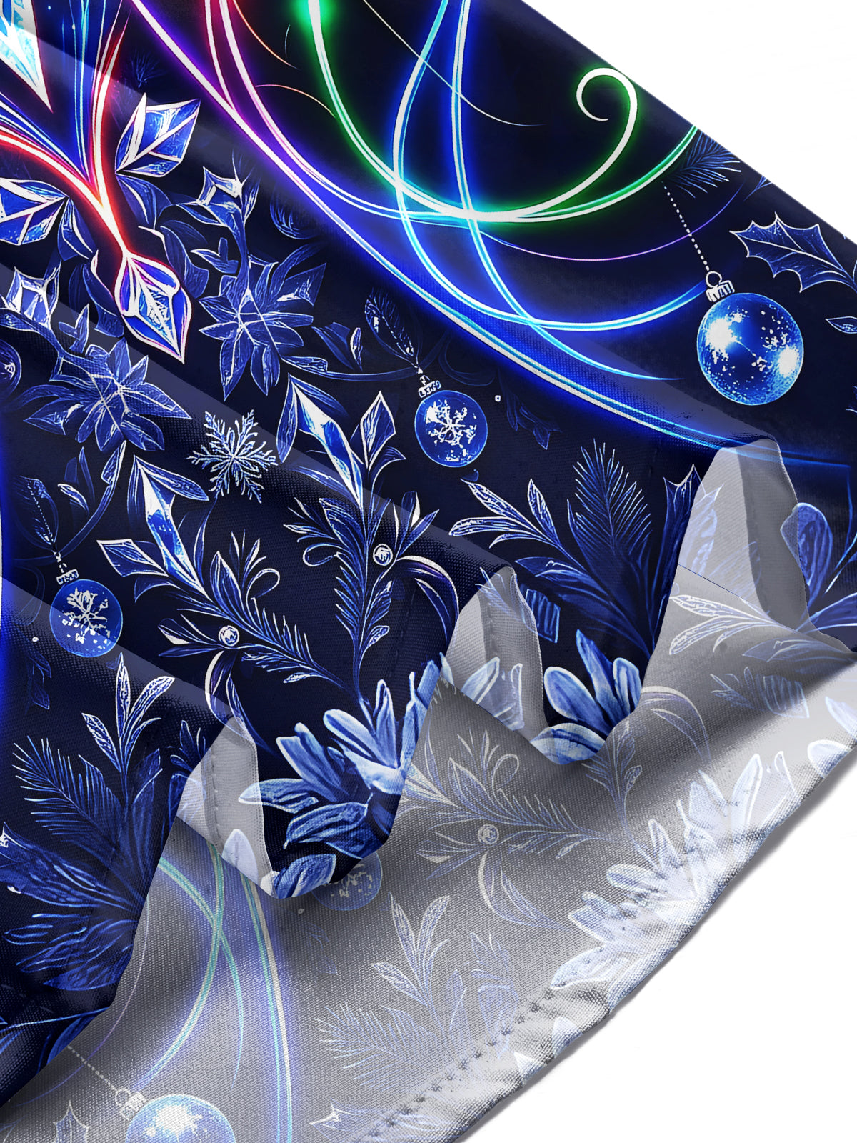 Adaychic Men's Long Sleeve Shirt - Neon Crystal Reindeer And Christmas Ornaments Print with Chest Pocket