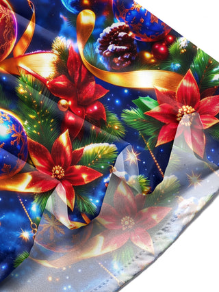 Adaychic Men's Printed Christmas Lanterns And Ornaments Print Long Sleeve Shirt with Chest Pocket