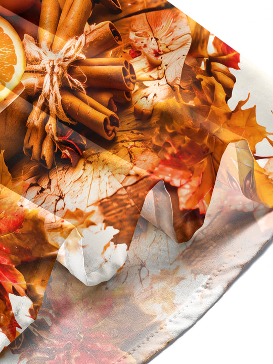 Adaychic Men's Printed Autumn Maple Leaves And Oranges Print Long Sleeve Shirt with Chest Pocket