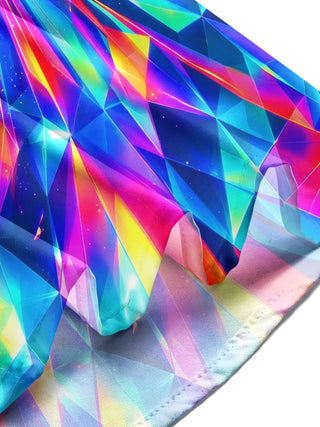 Adaychic Men's 3D Colorful Geometric Prism Pattern Long Sleeve Shirt with Chest Pocket