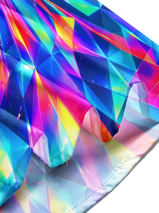 Adaychic Men's 3D Colorful Geometric Prism Pattern Long Sleeve Shirt with Chest Pocket
