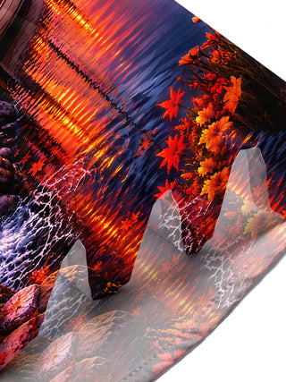 Adaychic Men's Hawaiian Sunset Lake Landscape Print Short Sleeve Shirt with Chest Pocket