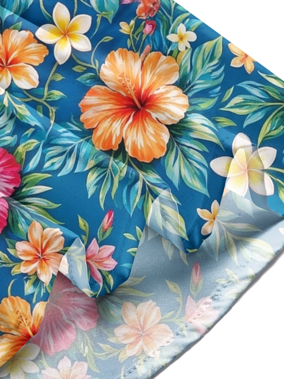 Adaychic Men's Tropical Hibiscus And Plumeria Flowers Print Long Sleeve Shirt with Chest Pocket