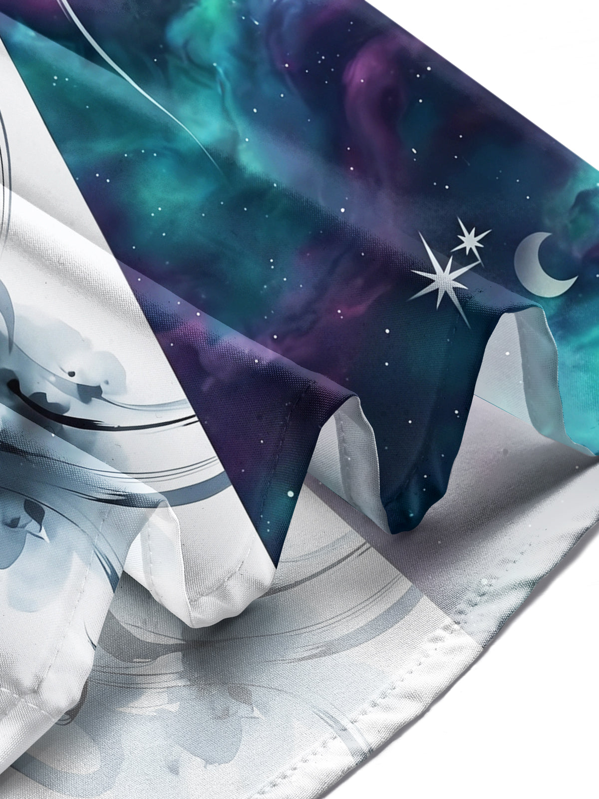 Adaychic Men's Graphic Cat Silhouette And Nebula Print Long Sleeve Shirt with Chest Pocket