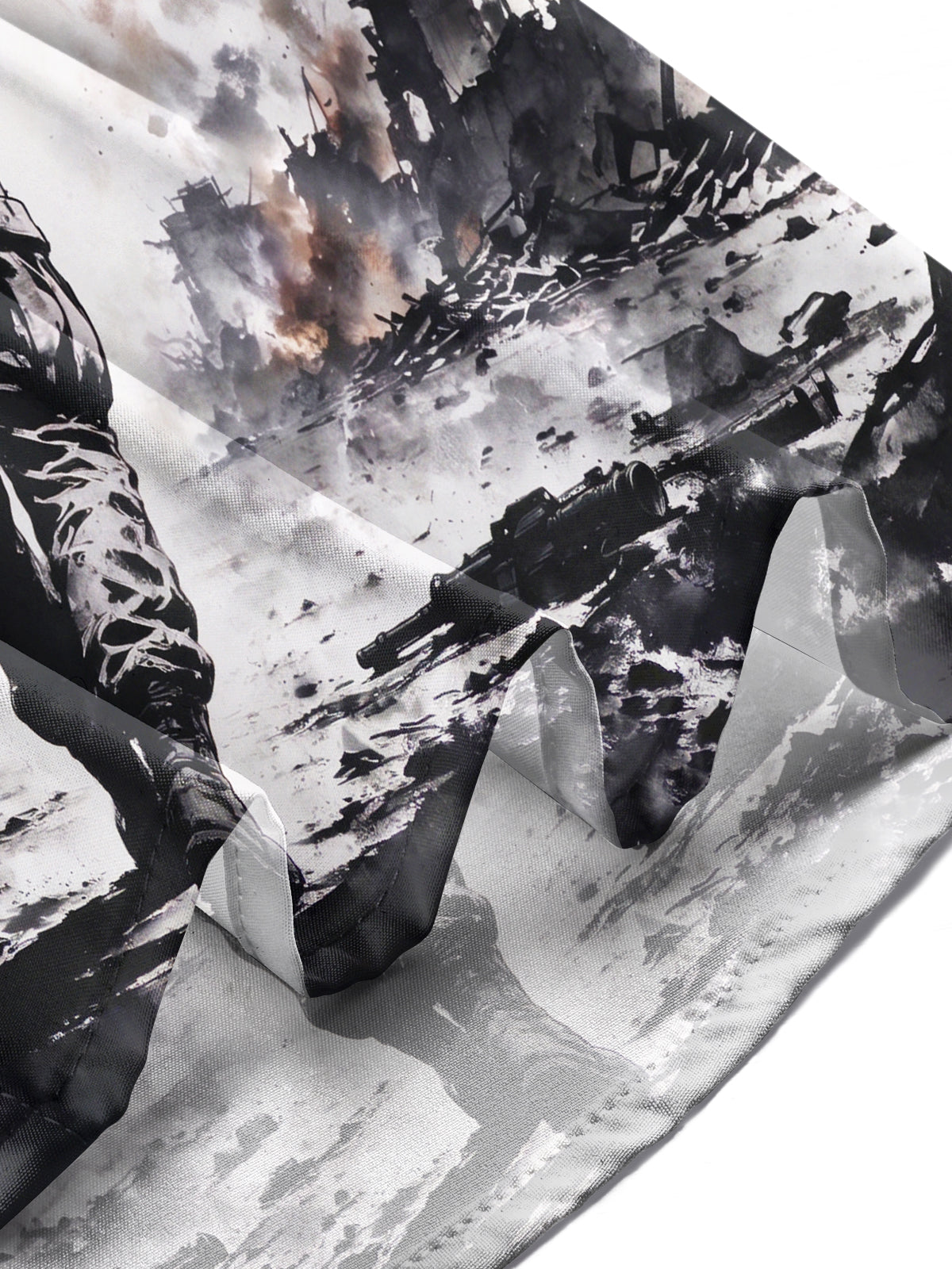 Adaychic Men's Long Sleeve Shirt - Soldier With Rocket Launcher And Helicopters In Warzone Print with Chest Pocket