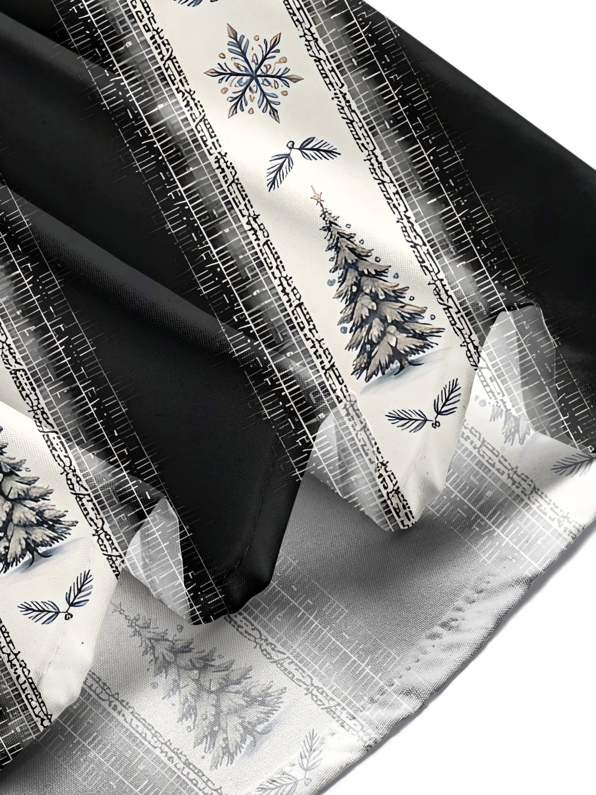 Adaychic Men's Printed Christmas Trees And Snowflakes Print Long Sleeve Shirt with Chest Pocket