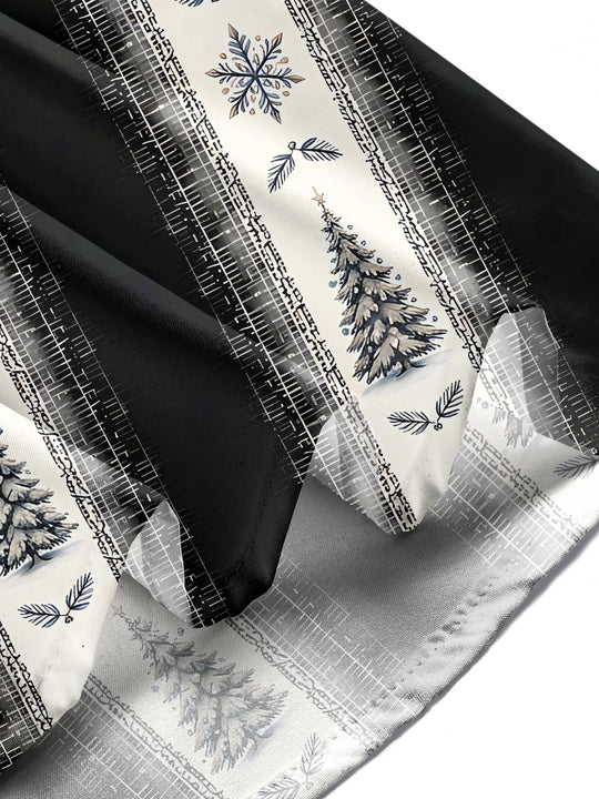 Adaychic Men's Printed Christmas Trees And Snowflakes Print Long Sleeve Shirt with Chest Pocket