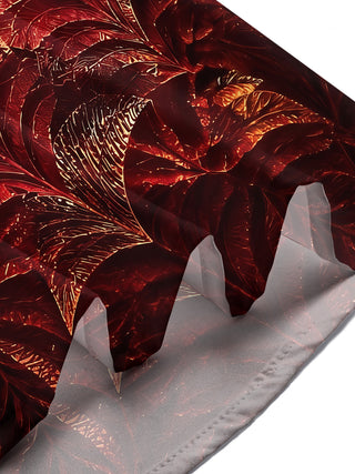 Adaychic Men's Hawaiian Autumn Leaf Pattern Short Sleeve Shirt with Chest Pocket