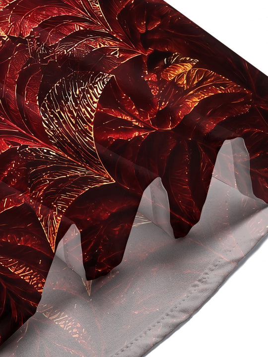Adaychic Men's Hawaiian Autumn Leaf Pattern Short Sleeve Shirt with Chest Pocket