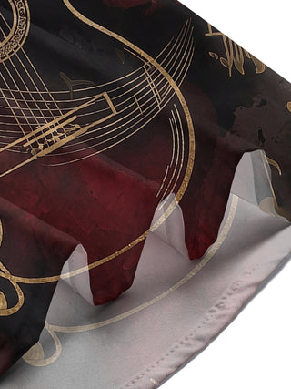 Adaychic Men's Acoustic Guitar Musical Note Graphic Print Short Sleeve Button Down Shirt with Chest Pocket