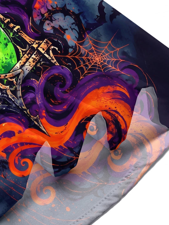 Adaychic Men's Short Sleeve Shirt - Halloween Gothic Hourglass With Green Liquid Print with Chest Pocket