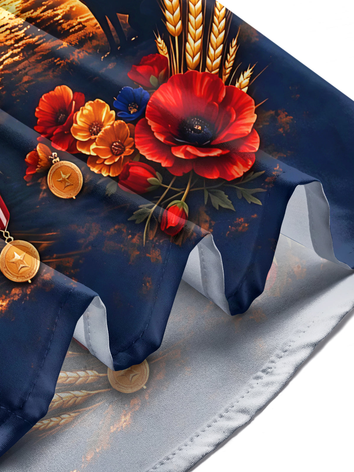 Adaychic Men's Graphic Veteran Silhouette And Monument Print Long Sleeve Shirt with Chest Pocket