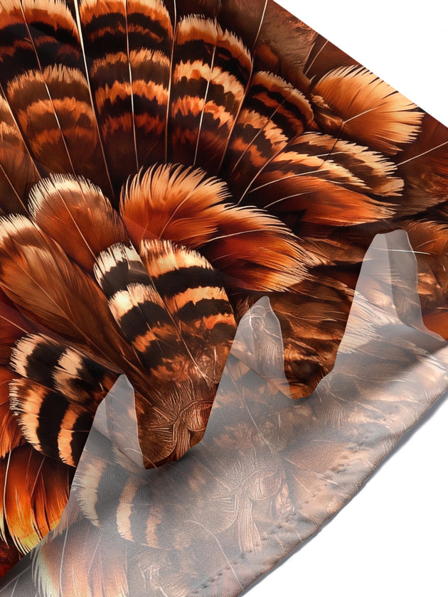 Adaychic Men's Thanksgiving Day Turkey Feathers Print Short Sleeve Shirt with Chest Pocket