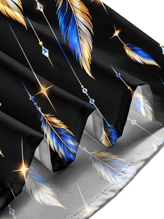 Adaychic Men's Printed Feathers And Hanging Crystals Print Long Sleeve Shirt with Chest Pocket