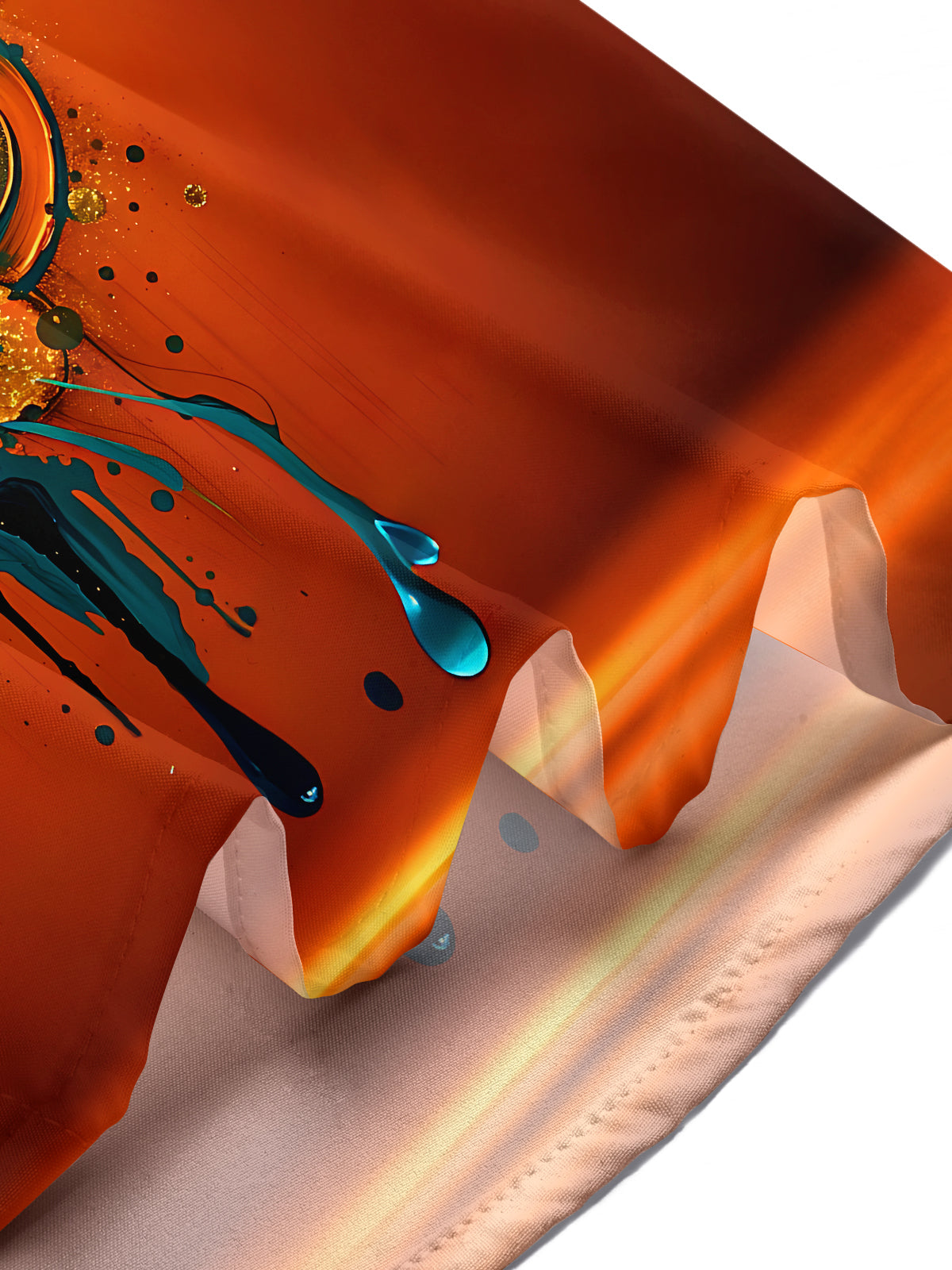 Adaychic Art Abstract Orange‑Blue Yin Yang Fluid Men's Printed Short Sleeve Shirt with Chest Pocket